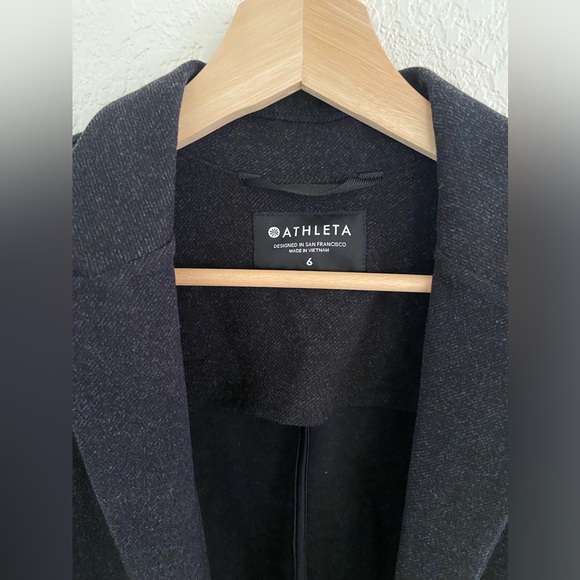 Athleta Venice Textured Heathered Dark Gray Snap Button Jacket Blazer - Picture 2 of 6